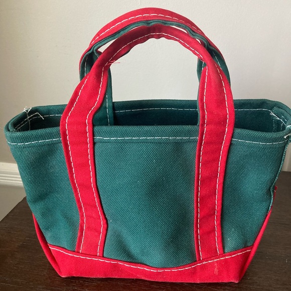 Vintage L.L. Bean Boat and Tote Mini Canvas Tote Bag Christmas Snowshoe USA - Picture 7 of 10